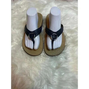 Vionic Women’s Aloe Thong Navy Blue Slide Sandal Leather Size 10